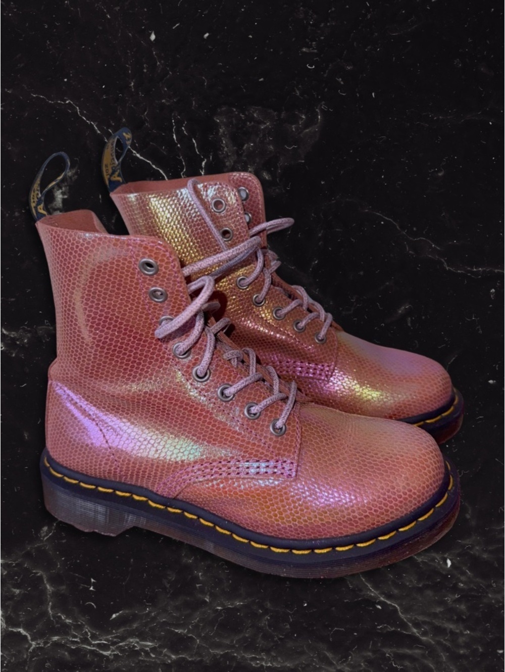 RARE Dr. Martens 1460 Pascal Pink Iridescent Mermaid, Original Box, US Size 6
